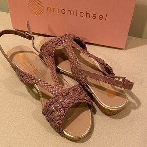 Eric Michael Brown Braided Slingback Wedge Sandals